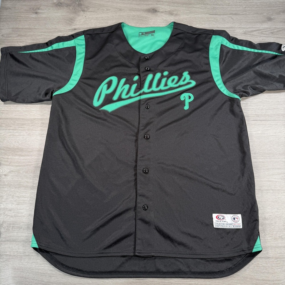 Philadelphia Phillies Jersey Mens XL Green MLB Baseball True Fan St Patricks Day